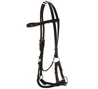 Briglia Senza morso Side-Pull in Cuoio - nasello Rotondo in Pelle - Marrone Scuro - Regolabile - Thor Equine