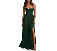 BRIGOW Raso pieghe abiti da damigella d'onore per le donne una linea corsetto abito formale lungo abito da sposa ospite con fessura BY035, Verde smeraldo, 44