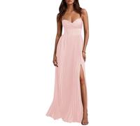 BRIGOW Raso pieghe abiti da damigella d'onore per le donne una linea corsetto abito formale lungo abito da sposa ospite con fessura BY035, Rosa cipria, 52