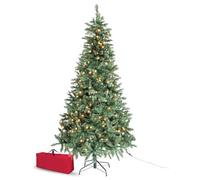 Brigros - Albero Di Natale Artificiale Effetto Realistico In Pvc Ignifugo, Albero Di Natale Folto Con Aghi Di Pino Spessi E Rami A Gancio, Con Borsa E Base In Metallo (LED, 180 cm)