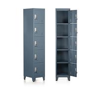 Brigros - Armadietto Metallico Multiuso, Armadio Spogliatoio Salvaspazio Con Serratura, Armadietto Vari Ripiani Con Ante In Metallo Per Ufficio O Spogliatoio (5 Ante, Ceruleo)