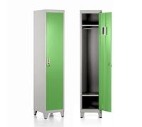 Brigros - Armadietto Metallico Multiuso, Armadio Spogliatoio Salvaspazio Con Serratura, Armadietto Vari Ripiani Con Ante In Metallo Per Ufficio O Spogliatoio (Verde, 1 Anta)