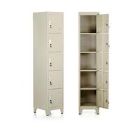 Brigros - Armadietto Metallico Multiuso, Armadio Spogliatoio Salvaspazio Con Serratura, Armadietto Vari Ripiani Con Ante In Metallo Per Ufficio O Spogliatoio (5 Ante, Avorio)