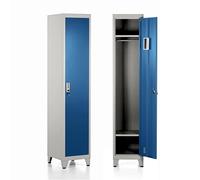 Brigros - Armadietto Metallico Multiuso, Armadio Spogliatoio Salvaspazio Con Serratura, Armadietto Vari Ripiani Con Ante In Metallo Per Ufficio O Spogliatoio (Blue, 1 Anta)