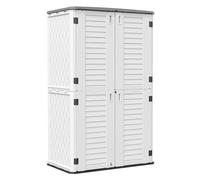 Brigros - Armadio Da Esterno In Resina Hdpe Impermeabile Con 2 Ante, Mobiletto Da Esterno Plastica Per Balcone, Giardino, Garage In Diversi Colori, Armadietto In Plastica (Bianco, 125x73x202 cm)