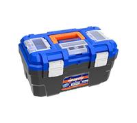 Brigros - Cassette Per Attrezzi Vuote 13"/16"/19", Cassetta Attrezzi Vuota In Plastica Resistente Con Vassoio, Doppia Chiusura, Scatola Portaminuterie Superiore Trasparente (19", Fibbia Metallo)