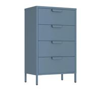 Brigros - Cassettiera Metallo 4 Cassetti Alta E Stretta Design Industriale 60x38x101 Cm, Como Camera Da Letto Moderno E Colorato Per Camera, Ingresso E Soggiorno Linea Pop (Ceruleo)