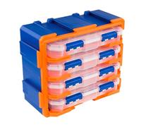 Brigros - Cassettiera Porta Minuteria In Plastica 38x18x32 CM, Cassettiera Plastica 4 Cassetti Trasparenti, Cassettiera Porta Oggetti Modulare Per Garage O Officina (4 Cassetti)