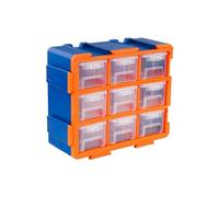 Brigros - Cassettiera Porta Minuteria In Plastica Trasparente, Cassettiera Plastica 9 Cassetti, Cassettiera Porta Oggetti Modulare Per Garage O Officina (9 scomparti)