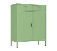 Brigros - Credenza Cucina Moderna In Metallo 2 Ante E 2 Cassetti Con Ripiano Interno 80x38x110 Cm, Mobile Dispensa Salvaspazio Per Cucina, Soggiorno, Ingresso Linea Pop (Salvia)