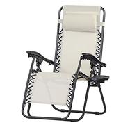 Brigros Estosa - Sdraio Gravità Zero Lucy, Lettino Prendisole, Sdraio Da Giardino, Poltrona Relax, Sdraio Pieghevole, Sdraio Da Spiaggia, Sedia In Acciaio E Textilene (Panna)