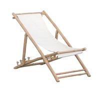 Brigros Estosa - Sedia sdraio pieghevole in bamboo, regolabile in 3 posizioni, ideale per il giardino e resistente alle intemperie (Panna)