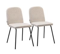Brigros Estosa - Set 2 sedie design per sala da pranzo in tessuto con e senza braccioli, sedie cucina con gambe nere in metallo (Beige, Senza braccioli)
