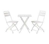 Brigros Estosa - set da giardino tavolino + 2 sedie in alluminio disponibile in diversi colori robusti e resistenti facilmente richiudibili dotati di gommini ai piedi (Bianco)