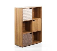 Brigros - Mobile Libreria con 6 cubi 3 ante, scaffale per libri scolastici, mensole da appoggio per scrivania porta libri cubo componibile arredamento per ufficio, cameretta 90x60cm (Legno)