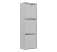 Brigros - Pattumiera Differenziata Patty 3 Bidoni 33x25x136 cm Con 3 Secchi Estraibili, Mobile Raccolta Differenziata In Acciaio Grigio, Prodotto Assemblato Per Cucina