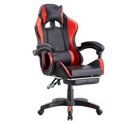 Brigros - Sedia da gaming racing ergonomica con braccioli reclinabile, poltrona ufficio girevole, con rotelle, poggiapiedi, poggiatesta e cuscino lombare, similpelle, Portata: 125kg (Rosso)
