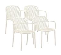 Brigros - Set 4 Sedie Da Giardino In Polipropilene Con E Senza Braccioli, Sedie Da Esterno Impilabili Resistenti Ai Raggi UV Per Giardino, Terrazzo, Bar, Cucina (Bianco, Con braccioli)