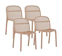 Brigros - Set 4 Sedie Da Giardino In Polipropilene Con E Senza Braccioli, Sedie Da Esterno Impilabili Resistenti Ai Raggi UV Per Giardino, Terrazzo, Bar, Cucina (Tortora, Senza braccioli)