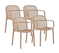 Brigros - Set 4 Sedie Da Giardino In Polipropilene Con E Senza Braccioli, Sedie Da Esterno Impilabili Resistenti Ai Raggi UV Per Giardino, Terrazzo, Bar, Cucina (Tortora, Con braccioli)