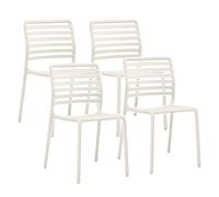 Brigros - Set 4 Sedie Da Giardino In Polipropilene Moderne Resistenti Ai Raggi UV Impilabili Con E Senza Braccioli Per Esterno, Giardino, Terrazzo, Sala Da Pranzo, Cucina (Bianco, Senza braccioli)