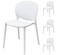 Brigros - Set 4 Sedie da Giardino Lolly in Resina Ergonomica e Confortevole, Sedia da Esterno con Struttura in Monoblocco e Finitura Opaca, Sedia Outdoor in Polipropilene Fiberglass (Bianco)