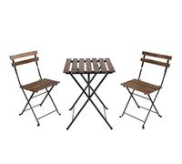 Brigros Set Bistro, tavolino + 2 sedie, comodo e portatile, utile per arredo bar, arredo giardino, picnic, semplice ed elegante (Acacia, Marrone)