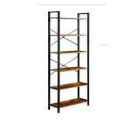 Brigros WeHome - Libreria Alta 6 Ripiani, Stile Industriale, Marrone Vintage e Nero, 80x30x186 cm, Scaffale Portaoggetti, Salotto, Camera da Letto, Studio, Libreria verticale (180x80x30)