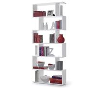 Brigros WeHome - libreria verticale da parete 6 ripiani libreria salvaspazio design moderno 80 x 192 x 25 cm struttura in legno melaminico spessore 15 mm pannello posteriore assente (Bianco)
