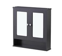 Brigros WeHome - Mobile Bagno in Legno con Specchio, Salvaspazio con 2 Ante, da Parete, Grigio Scuro, Dimensioni 56x13x58 cm