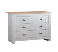 Brigros WeHome - Mobile Cassettiera Camera Da Letto Moderna, Como Cassettiera 4 Cassetti Legno, Cassettiera Salvaspazio 100x40x70 Cm, Cassettiera Camera Letto E Soggiorno Maniglie Cromate (Grigio)