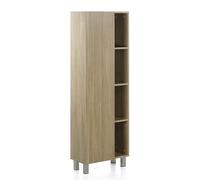 Brigros WeHome - Mobile Colonna 50x140x24 cm, 1 Anta e 4 Vani in Legno, Mobiletto da Assemblare- Bagno