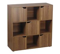 Brigros WeHome - mobiletto libreria per ingresso Cubo Moderno Mobiletto Armadietto Scaffale dal design e colori moderni Scaffale per Casa e Ufficio Porta Libri CD (9 cubi, Rovere scuro)