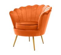 Brigros WeHome - poltrona conchiglia velluto con gambe in ferro dorate alte 23cm e poltrona con imbottitura in schiuma dal design vintage e confortevole (Arancio, Velluto)