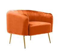 Brigros WeHome - poltrona in velluto modello costine con gambe in ferro dorate alte 23cm e poltrona con imbottitura in schiuma dal design vintage e confortevole (Arancio)