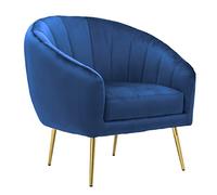 Brigros WeHome - poltrona in velluto modello luxurycon gambe in ferro dorate alte 24cm e poltrona con imbottitura in schiuma dal design vintage e confortevole (Blue)