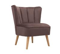 Brigros WeHome - poltrona in velluto modello vintage con gambe in ferro dorate alte 23cm e poltrona con imbottitura in schiuma dal design vintage e confortevole (Nocciola)