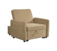 Brigros WeHome - Poltrona Letto Con Braccioli In Tessuto Con Piedini Neri, Poltrona Relax Trasformabile In Chaise Longue E In Letto Singolo, Pouf Poltrona Per Camera Da Letto E B&B (Tessuto, Taupe)