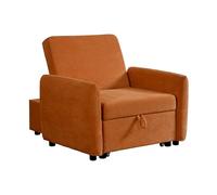 Brigros WeHome - Poltrona Letto Con Braccioli In Tessuto Con Piedini Neri, Poltrona Relax Trasformabile In Chaise Longue E In Letto Singolo, Pouf Poltrona Per Camera Da Letto E B&B (Tessuto, Arancio)