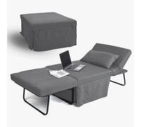 Brigros WeHome - Pouf Letto In Tessuto Bibi, Pouf Letto Singolo Facile Da Aprire E Chiudere, Poltrona Relax Dotata Di Cuscino, Letto Singolo Adatto Per Cameretta O Salotto (Grigio scuro)
