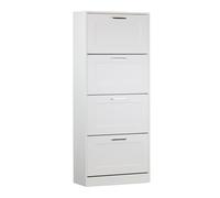 Brigros Wehome - Scarpiera Bianca 4 Ante, Mobile Ingresso o Bagno, Scaffale Salvaspazio In Lengo Mdf Con Maniglie Cromate, Porta Scarpe Verticale 63x24x150 Cm, Scarpiera Componibile (Verticale)