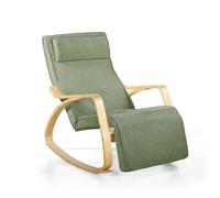 Brigros WeHome - Sedia A Dondolo Swing Amor Con Braccioli In Legno, Rocking Chair, Poltrona A Dondolo Con Poggiapiedi Regolabile, Poltrona Salotto, Poltrona Camera Da Letto (Tessuto, Verde)