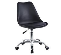 Brigros WeHome - sedia ufficio moderna disponibile in diversi colori per camerette di ragazzi sale studio sale d'attesa sedia da ufficio con seduta in ecopelle (Black)