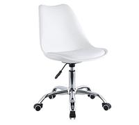 Brigros WeHome - sedia ufficio moderna disponibile in diversi colori per camerette di ragazzi sale studio sale d'attesa sedia da ufficio con seduta in ecopelle (Bianco)