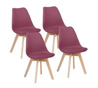 WeHome - Set 4 Sedie Candice, Sedie Sala Da Pranzo O Ufficio, Sedia Ergonomica, Seduta Imbottita Con Cuscino In Similpelle, Sedie Camera, Piedi In Legno Di Faggio, Arredamento Casa (Brdeaux)