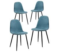 Brigros WeHome - Set da 4 sedie in tessuto Bella, gambe in metallo e seduta in tessuto, adatte per casa, sala da cucina, salotto, sale da attesa, uffici, bar (Blu navy, Metallo - Tessuto)