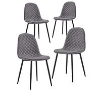 Brigros WeHome - Set da 4 sedie in tessuto Bella gambe in metallo e seduta in tessuto, adatte per sala da pranzo, salotto, bar, sale da attesa, uffici, spazi moderni (Grigia, Trapuntata)