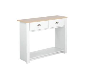 Brigros WeHome - Tavolo Consolle, Tavolo Da Divano Con 2 Scomparti, Consolle Ingresso In Legno Mdf Con Top Naturale, Tavolino Salotto Moderno 100x30x70 Cm, Per Ingresso Soggiorno Salotto (Bianco)