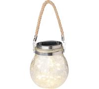 Brigros White - Lanterne Da Esterno Con Pannello Solare, Lampada Da Tavolo In Vetro A Luce Calda, Lanterne Solari Da Esterno (11,5x14 cm)