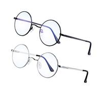 Brigtlaiff Occhiali rotondi con blocco della luce blu, per uomini e donne, stile John Lennon, per computer, videogiochi, TV, anti affaticamento degli occhi (nero + argento)